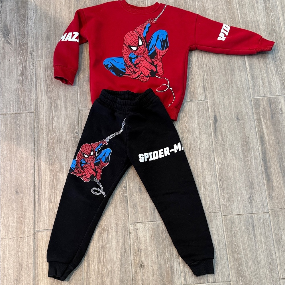 Spider-Man Kids Red and Black Sweatshirt and Joggers Set